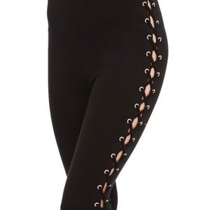 Naked Wardrobe Black Lace up Leggings Size M